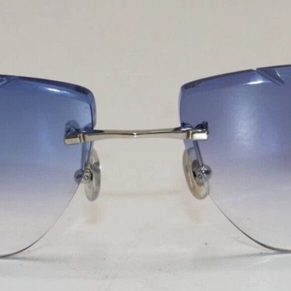 Cartier Glasses Diamond-Cut CT00920 002 Silver Frames / Sky Blue Glass Men’s - Picture 8 of 11